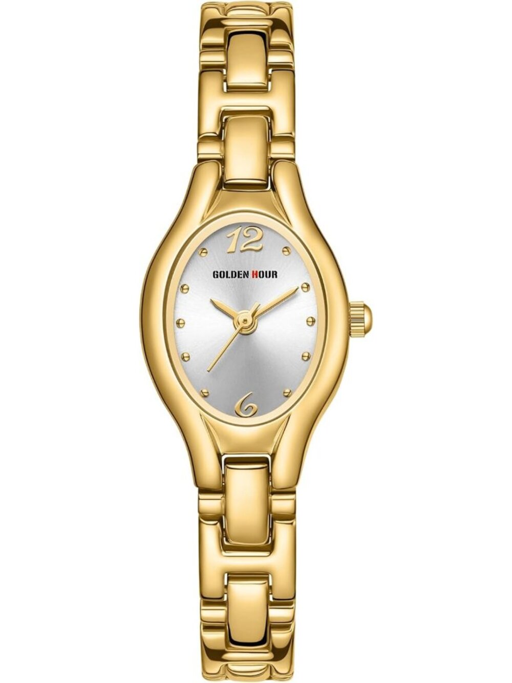 Vintage Gold Tone Women's Oval Case Bracelet Watch - Elegant Timepiece for Any